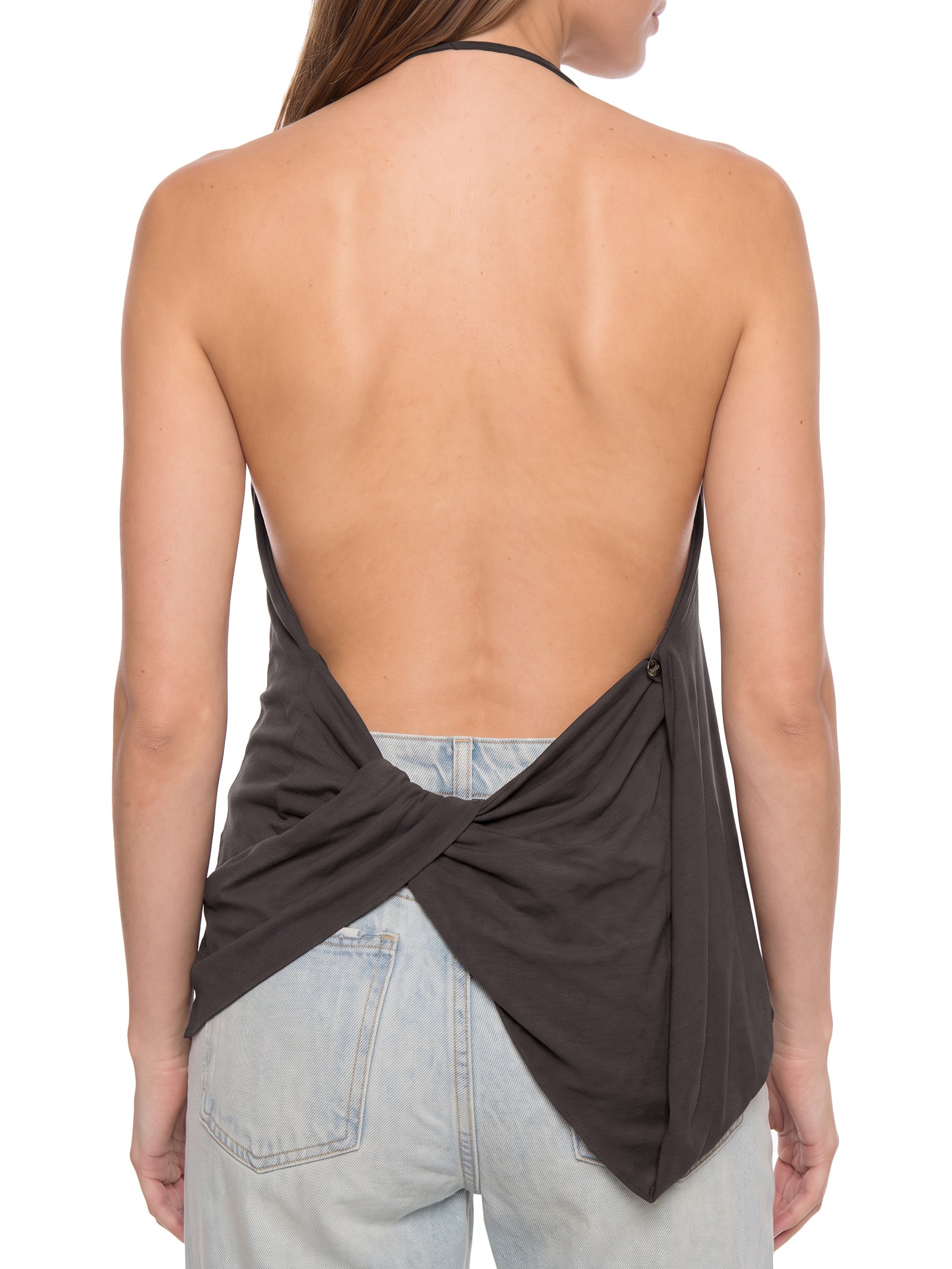 Blusa Feminina Drapeada Frente Única Marrom Lança Perfume