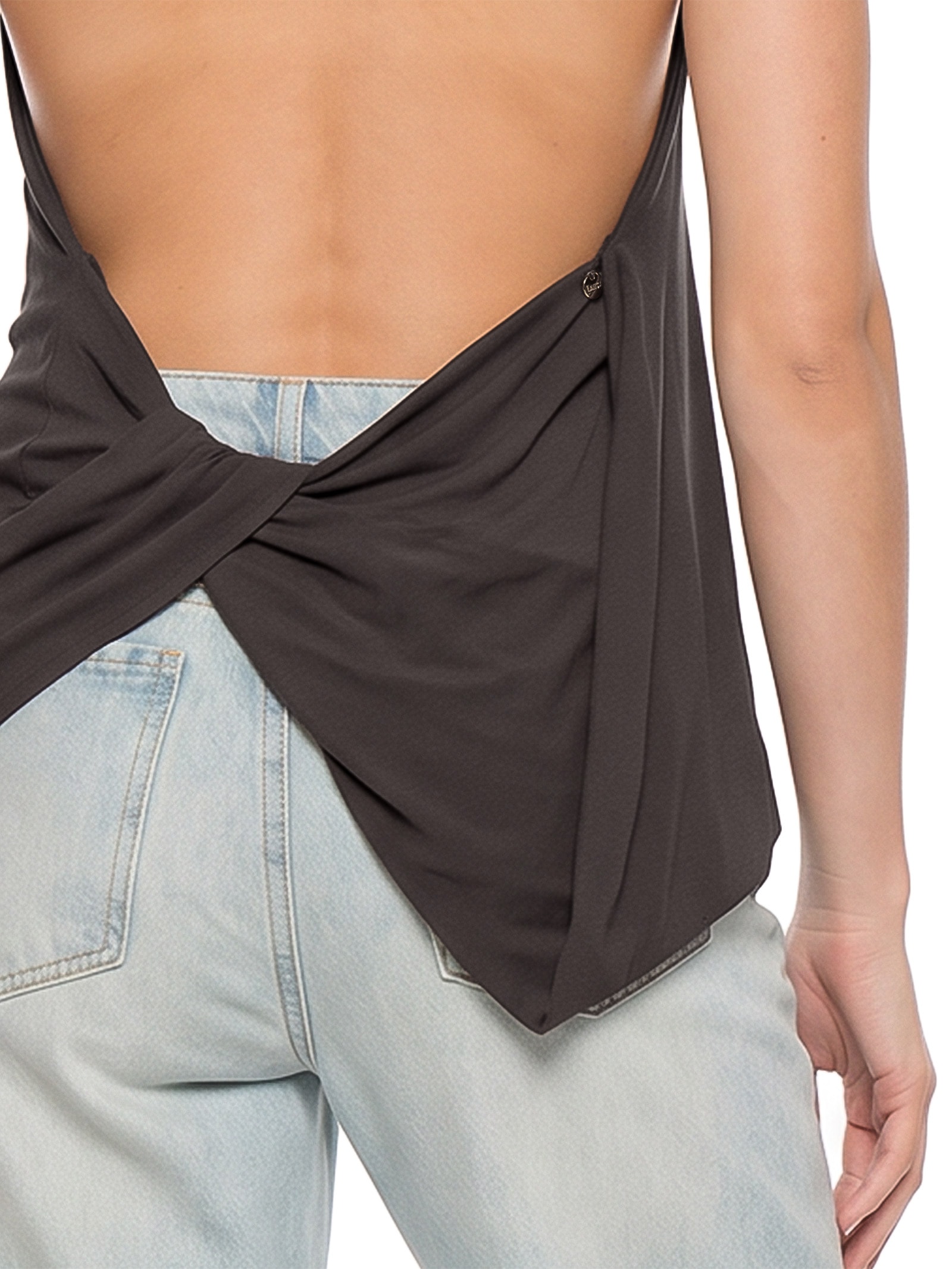 Blusa Feminina Drapeada Frente Única Marrom Lança Perfume