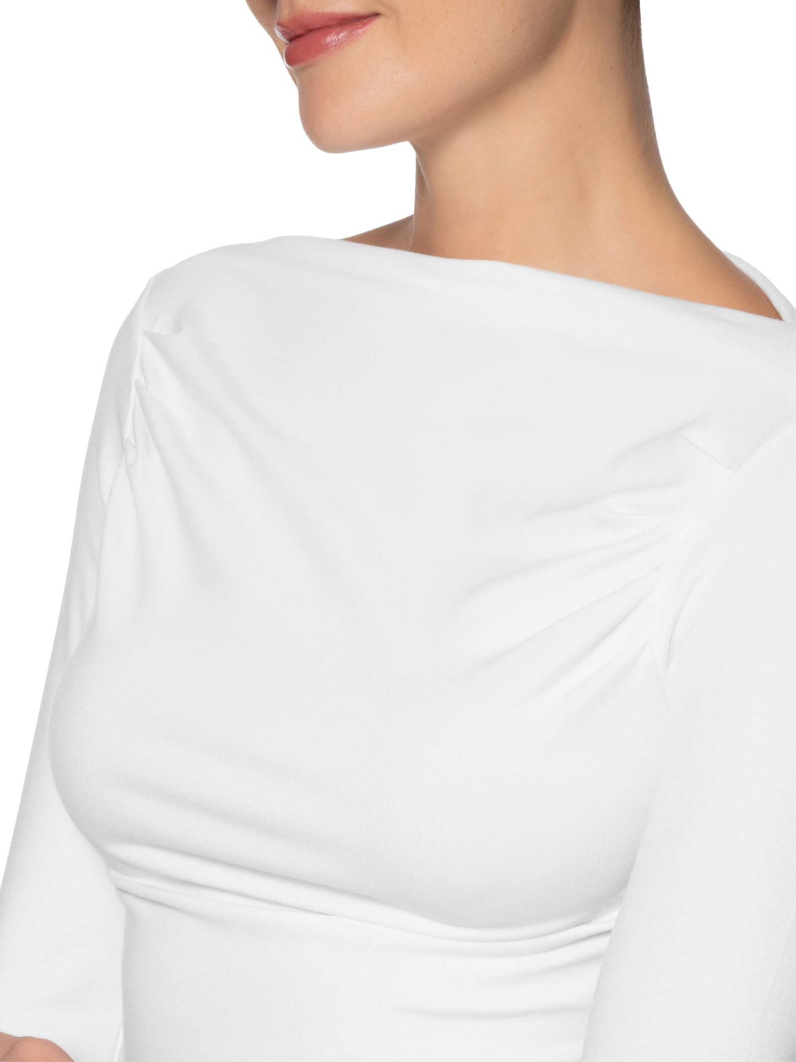 Blusa Feminina Drapeada Manga Longa Branco Basiq