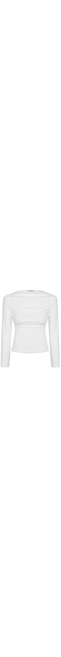 Blusa Feminina Drapeada Manga Longa - Branco