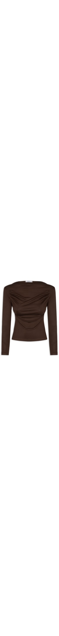 Blusa Feminina Drapeada Manga Longa - Marrom