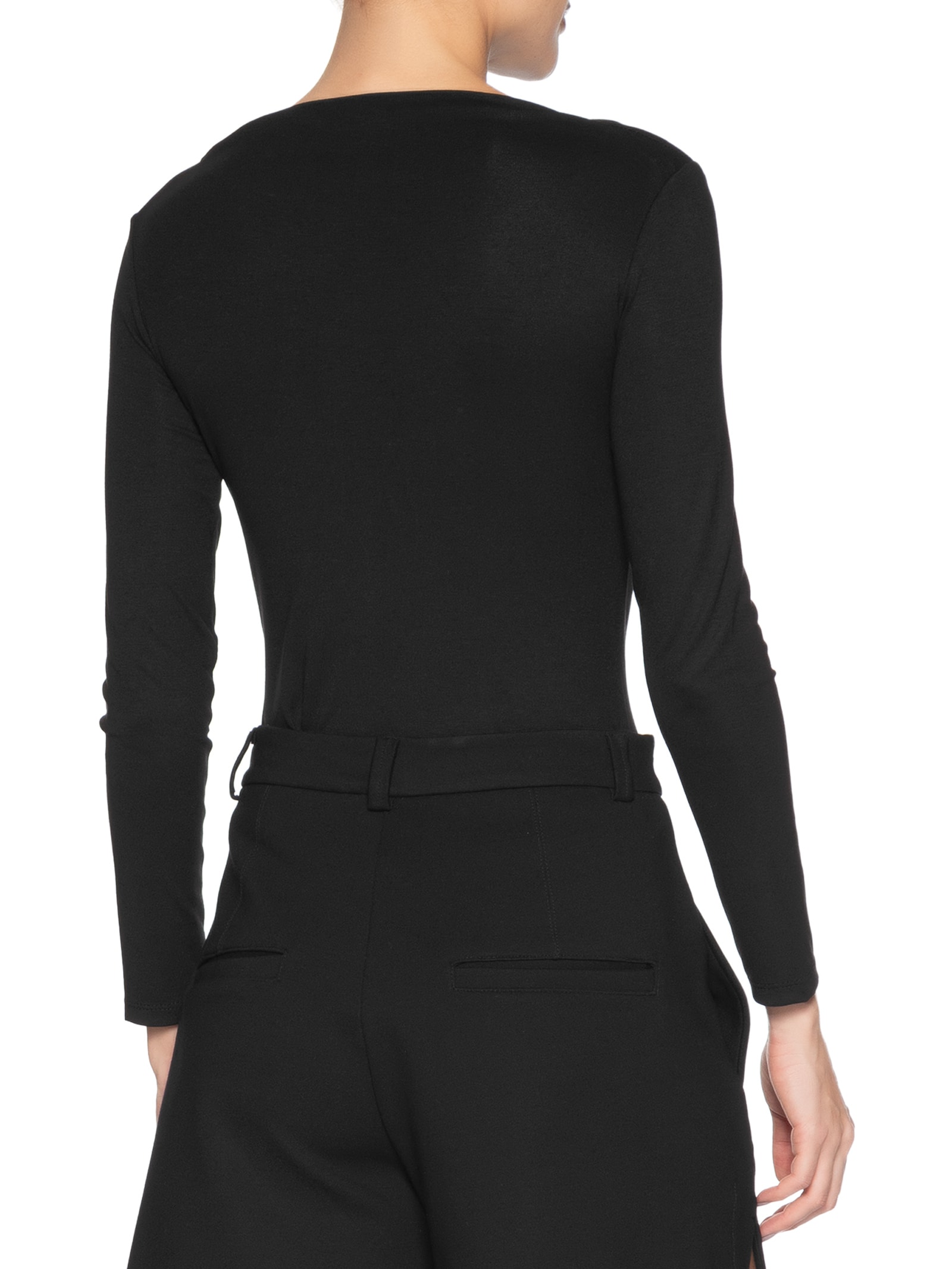 Blusa Feminina Drapeada Manga Longa Preto Basiq