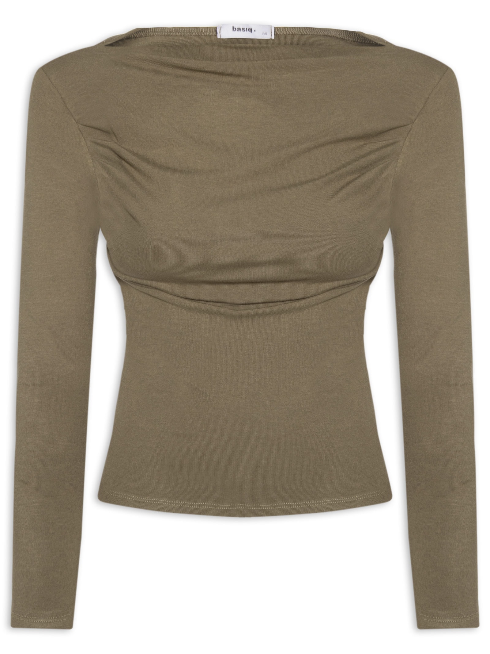 Blusa Feminina Drapeada Manga Longa Verde Basiq