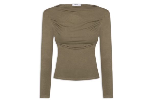 Blusa Feminina Drapeada Manga Longa - Verde