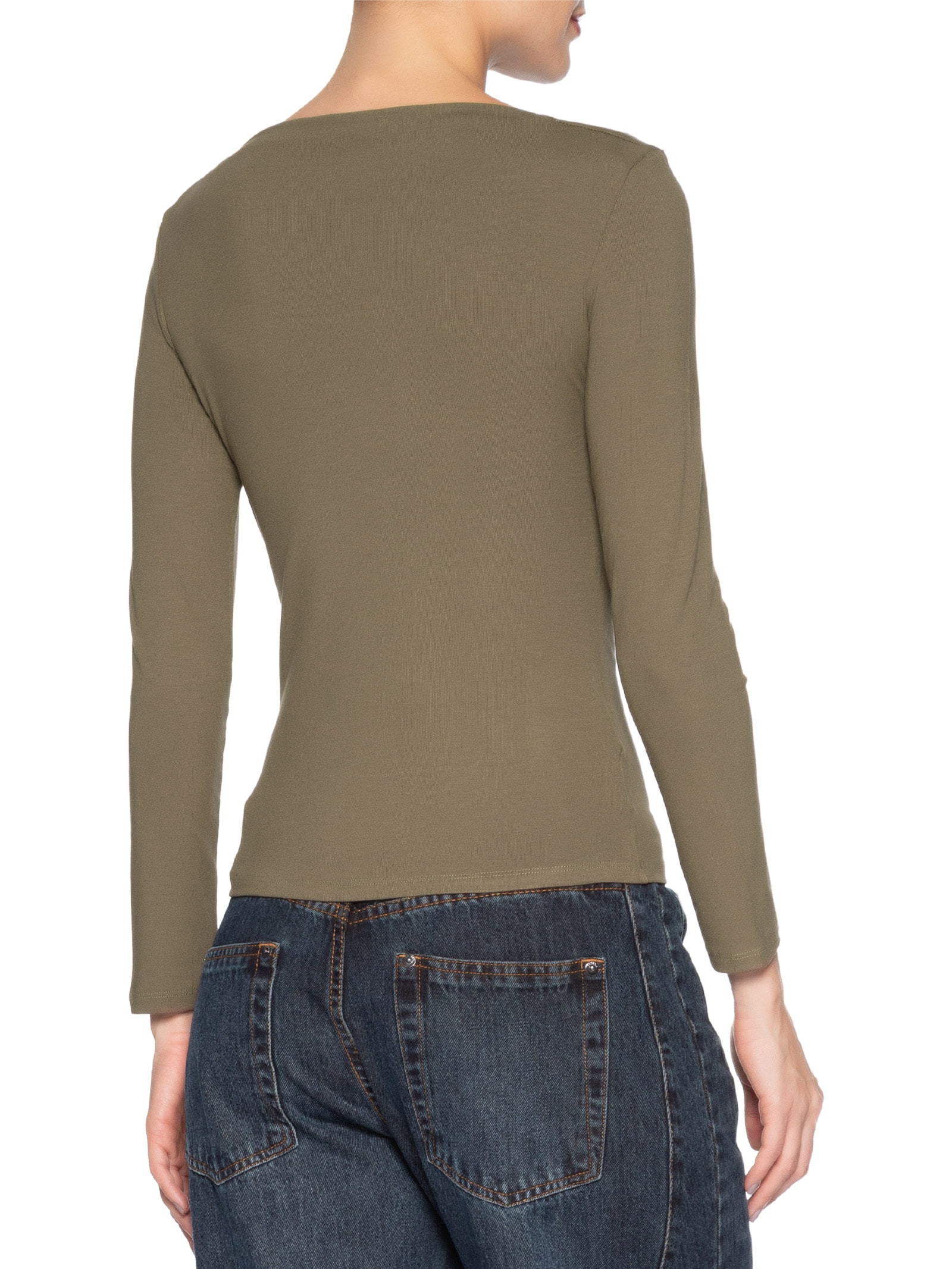 Blusa Feminina Drapeada Manga Longa Verde Basiq