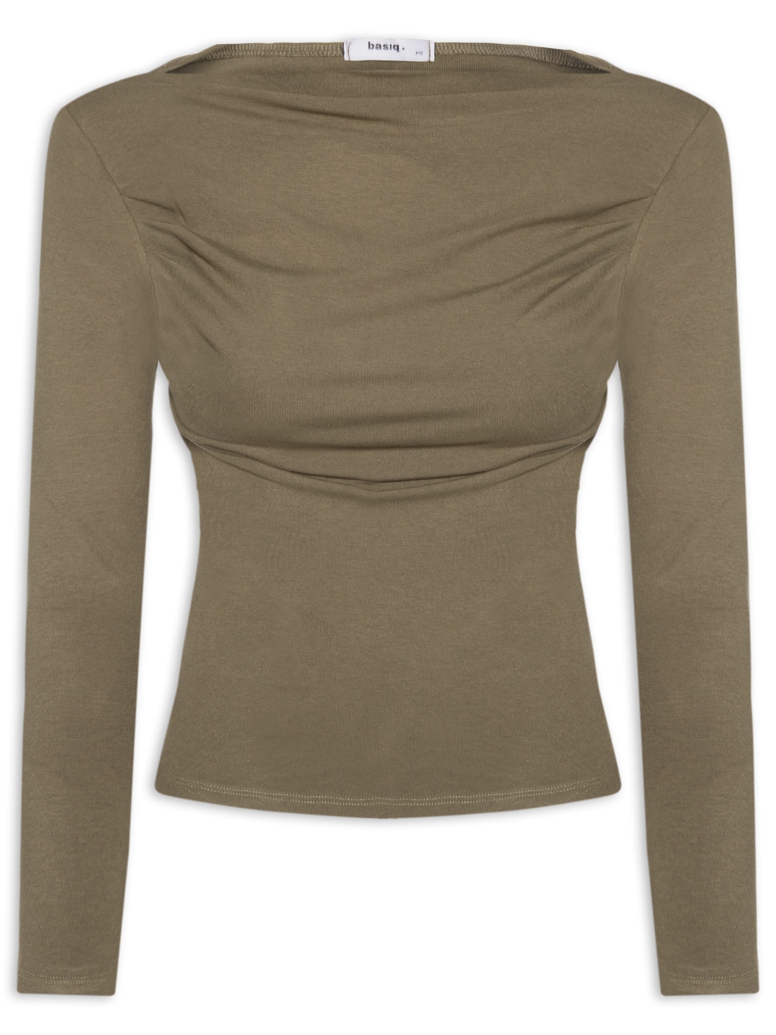 Blusa Feminina Drapeada Manga Longa Verde Basiq