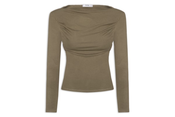 Blusa Feminina Drapeada Manga Longa - Verde