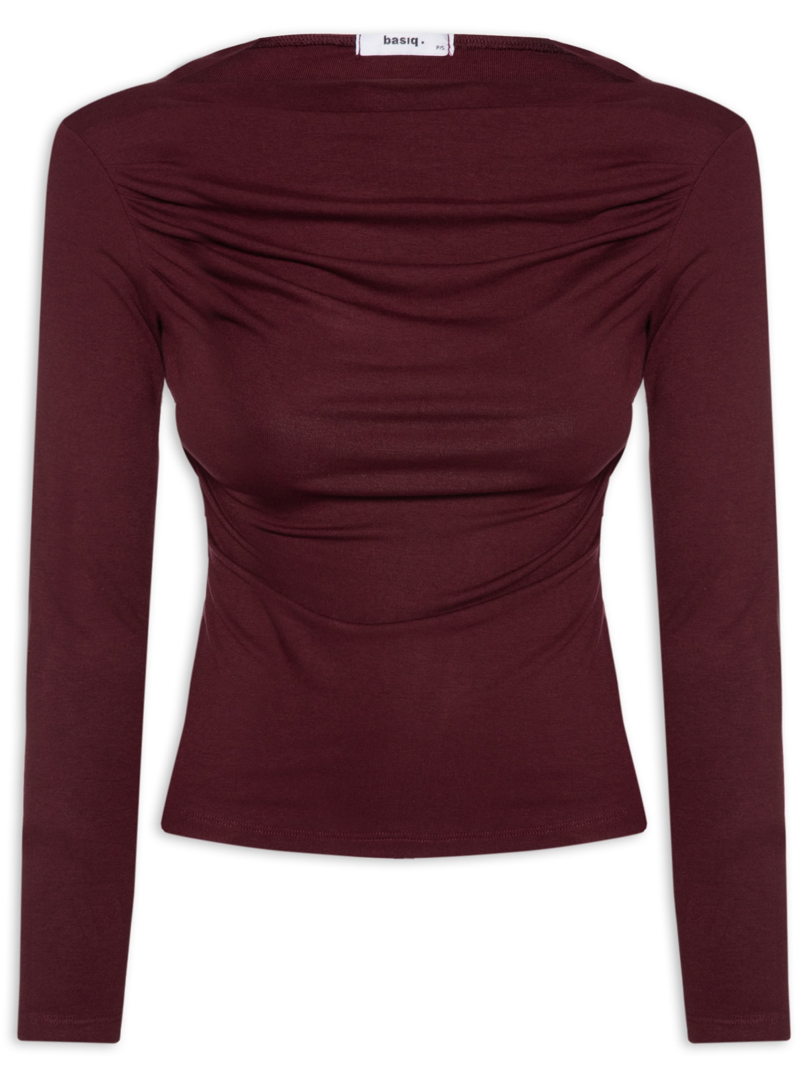 Blusa Feminina Drapeada Manga Longa Vermelho Basiq