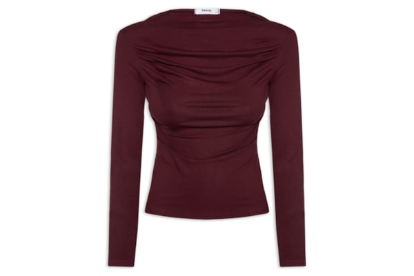 Blusa Feminina Drapeada Manga Longa - Vermelho