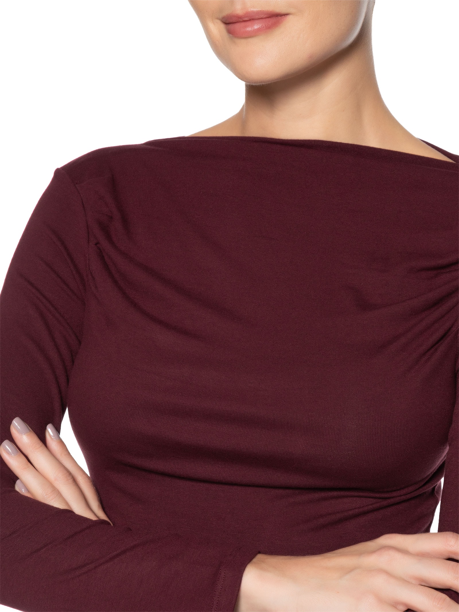 Blusa Feminina Drapeada Manga Longa Vermelho Basiq