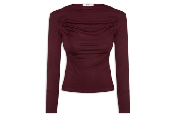 Blusa Feminina Drapeada Manga Longa - Vermelho