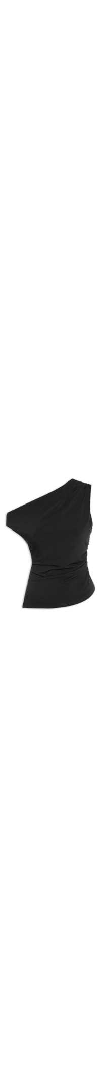 Blusa Feminina Drapeada Ombro Único - Preto