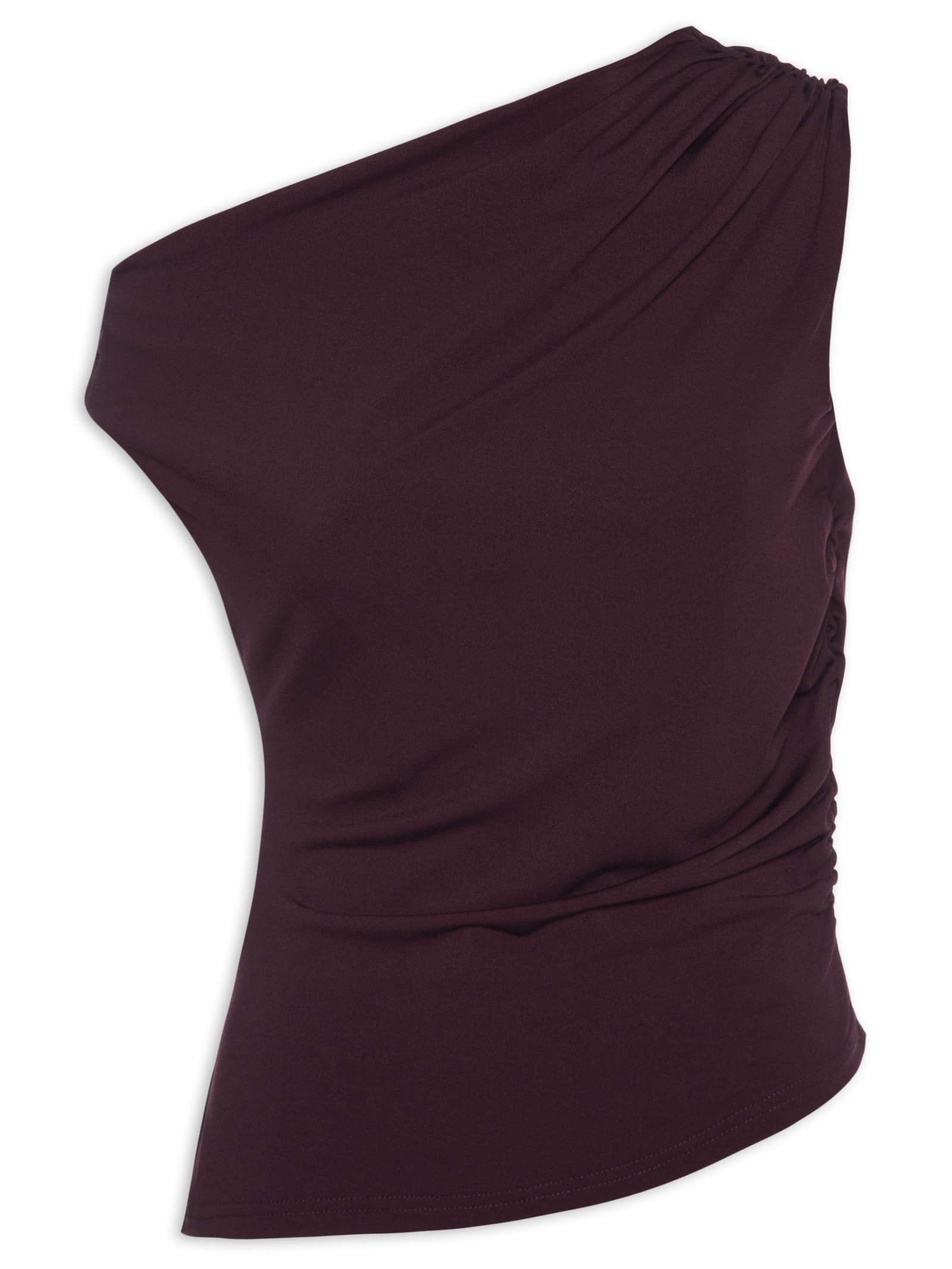 Blusa Feminina Drapeada Ombro Único – Vermelho Basiq