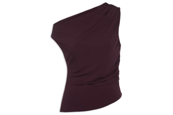 Blusa Feminina Drapeada Ombro Único – Vermelho