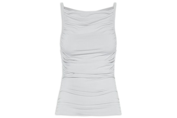 Blusa Feminina Drapeada Sem Mangas - Cinza