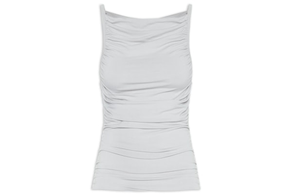 Blusa Feminina Drapeada Sem Mangas - Cinza