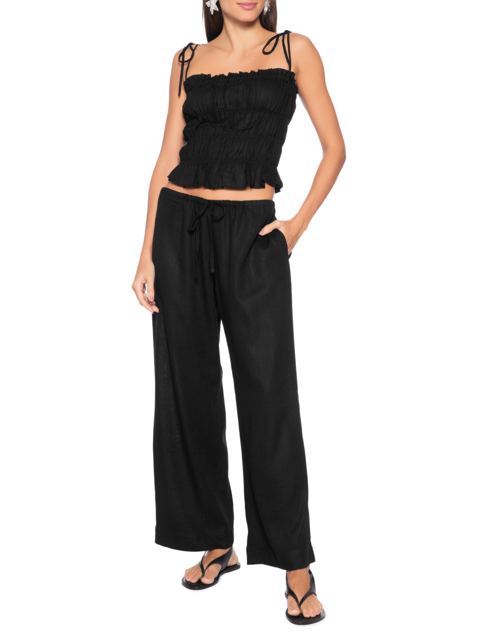 Blusa Feminina Drica Porto  – Preto Panô