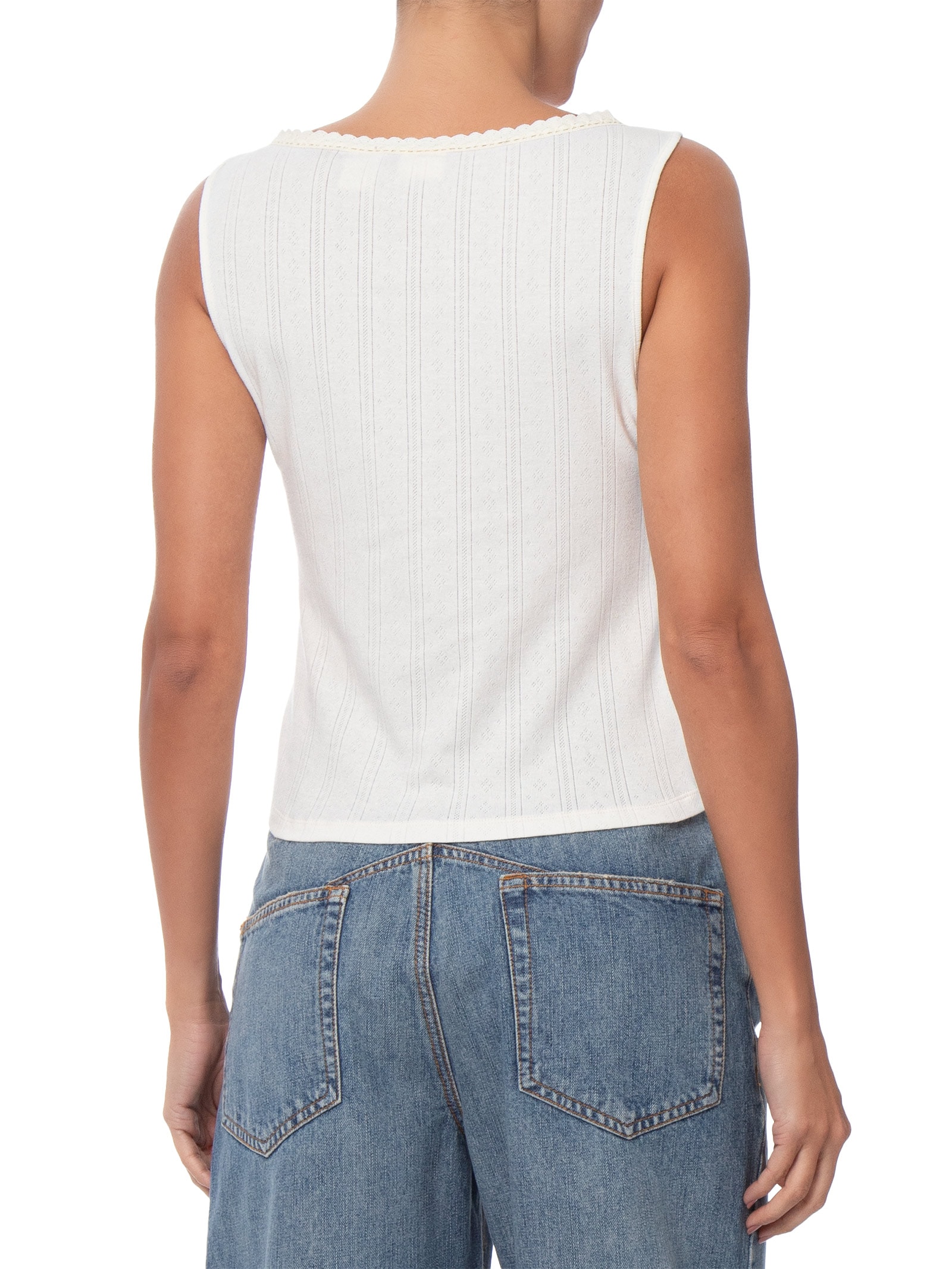 Blusa Feminina Dry Goods Pointelle Lace Tank Off White Levi's