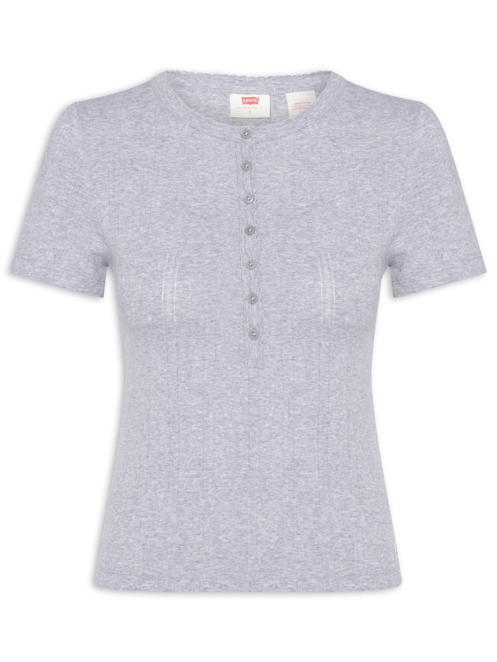 Blusa Feminina Dry Goods Pointelle Ss Henley Cinza Levi's