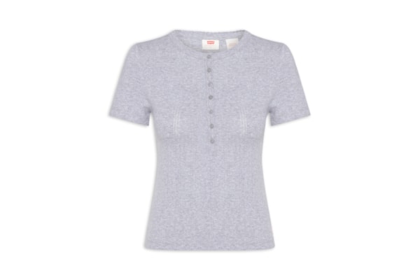 Blusa Feminina Dry Goods Pointelle Ss Henley - Cinza