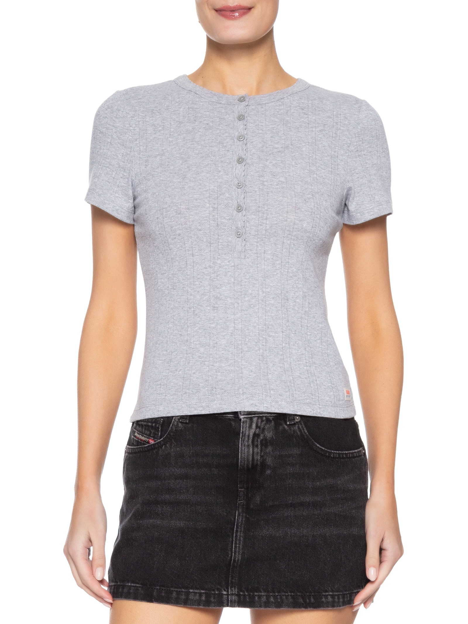 Blusa Feminina Dry Goods Pointelle Ss Henley Cinza Levi's