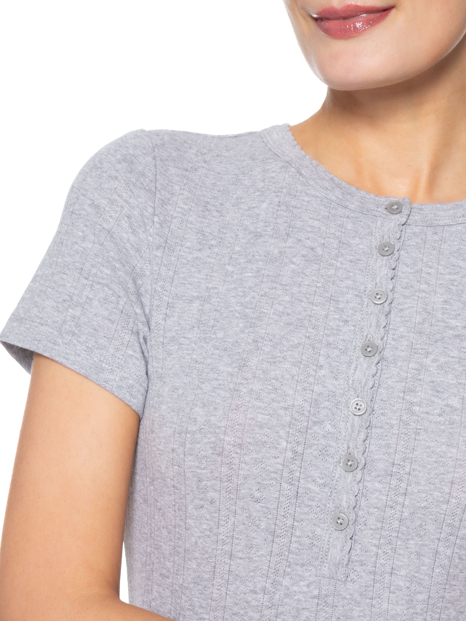 Blusa Feminina Dry Goods Pointelle Ss Henley Cinza Levi's