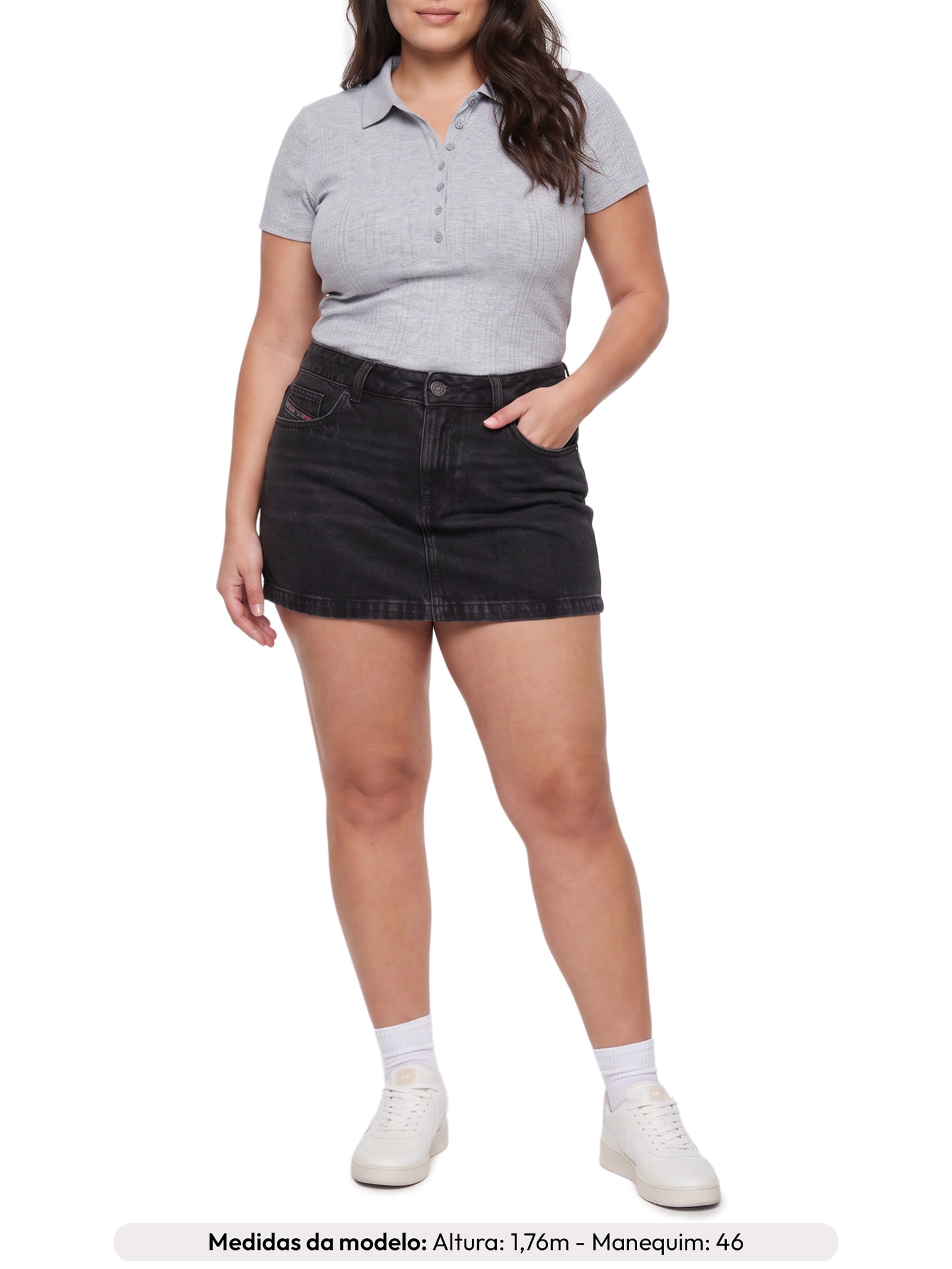 Blusa Feminina Dry Goods Pointelle Ss Henley Cinza Levi's