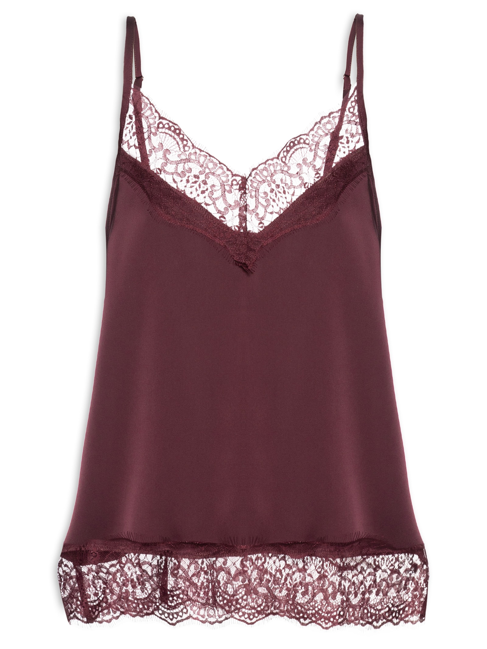 Blusa Feminina Em Cetim Com Renda Marrom Market 33