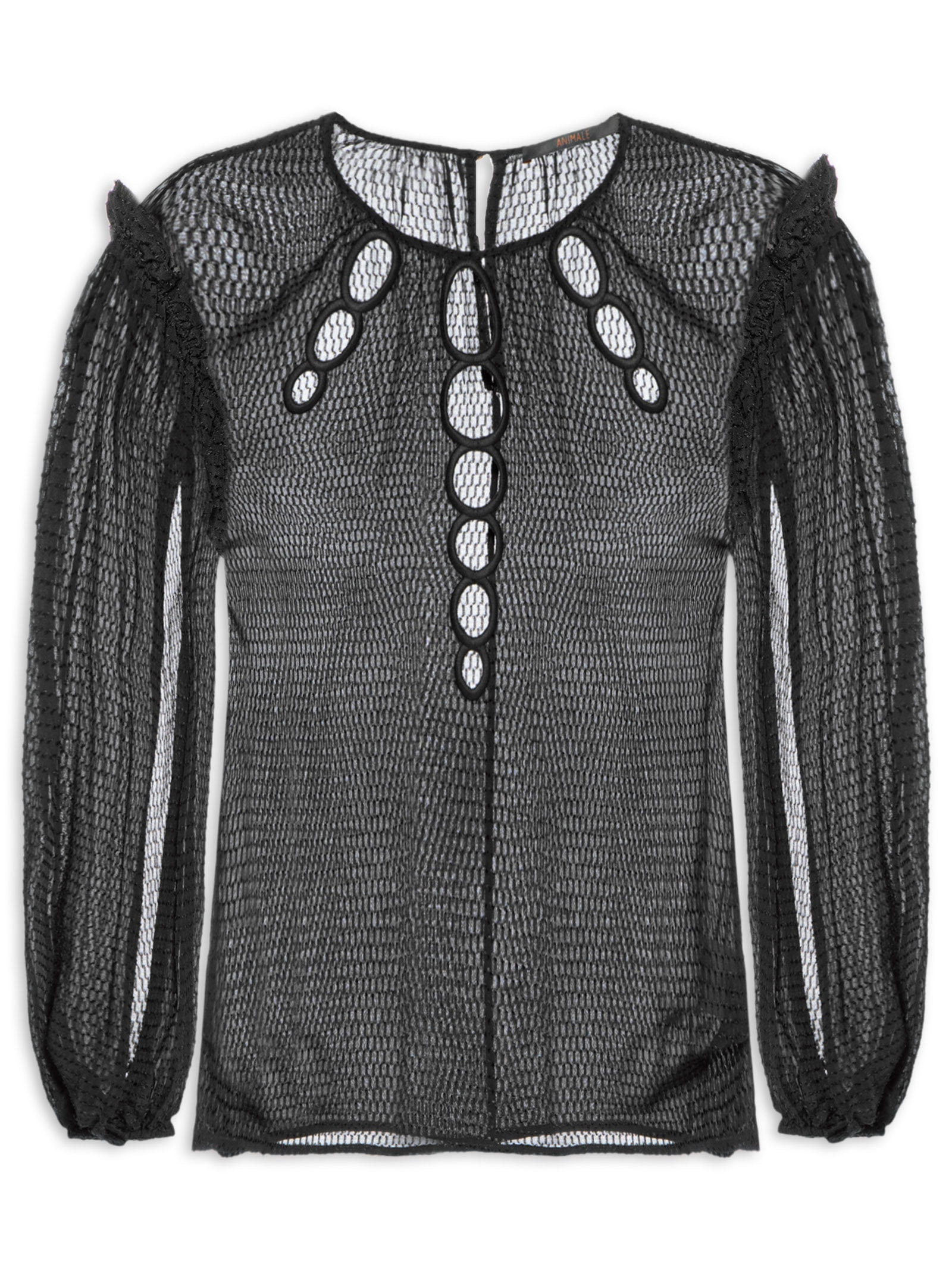 Blusa Feminina Em GGT Com Circulos Bordados- Preto Animale