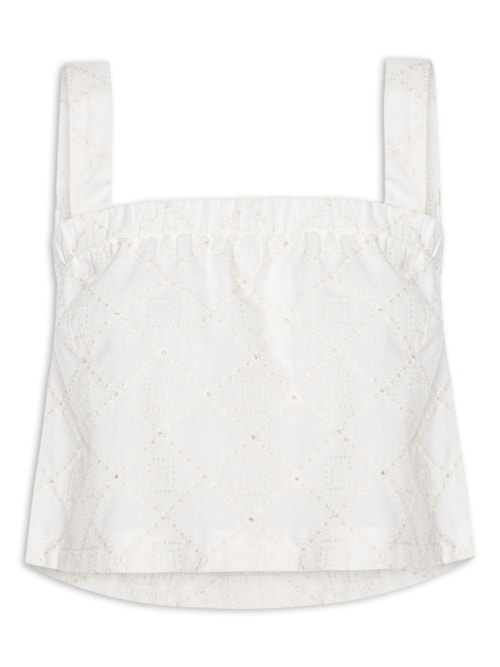 Blusa Feminina Em Linho Misto Bordado – Off White