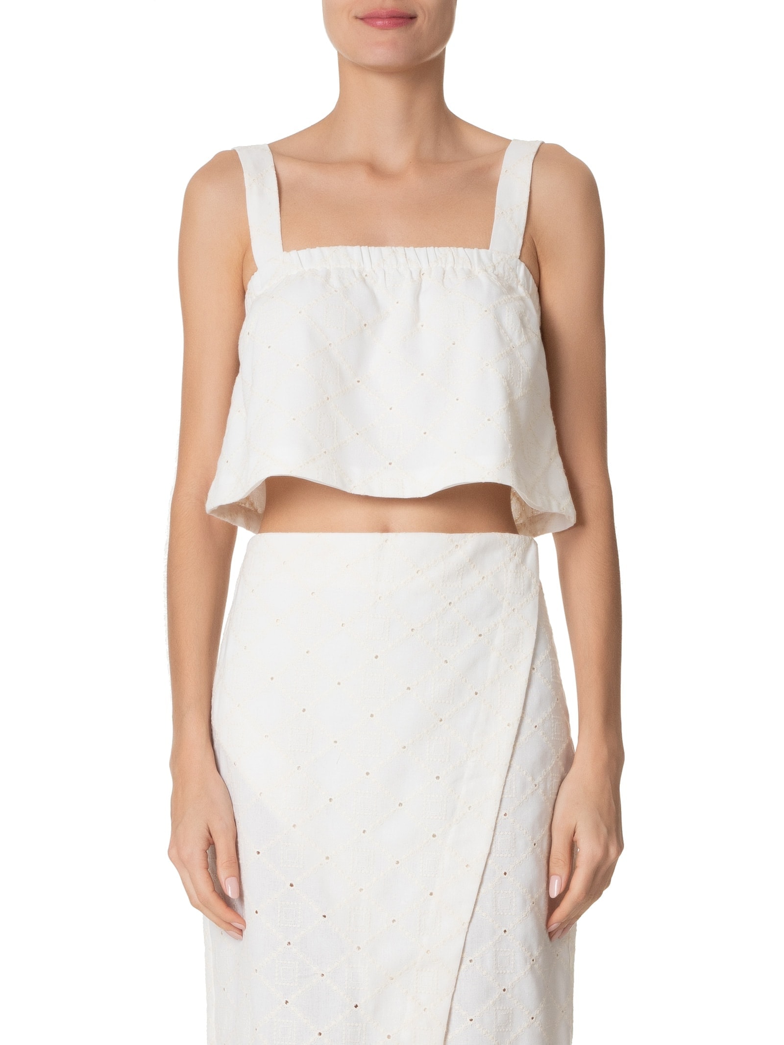 Blusa Feminina Em Linho Misto Bordado Off White '2Essential