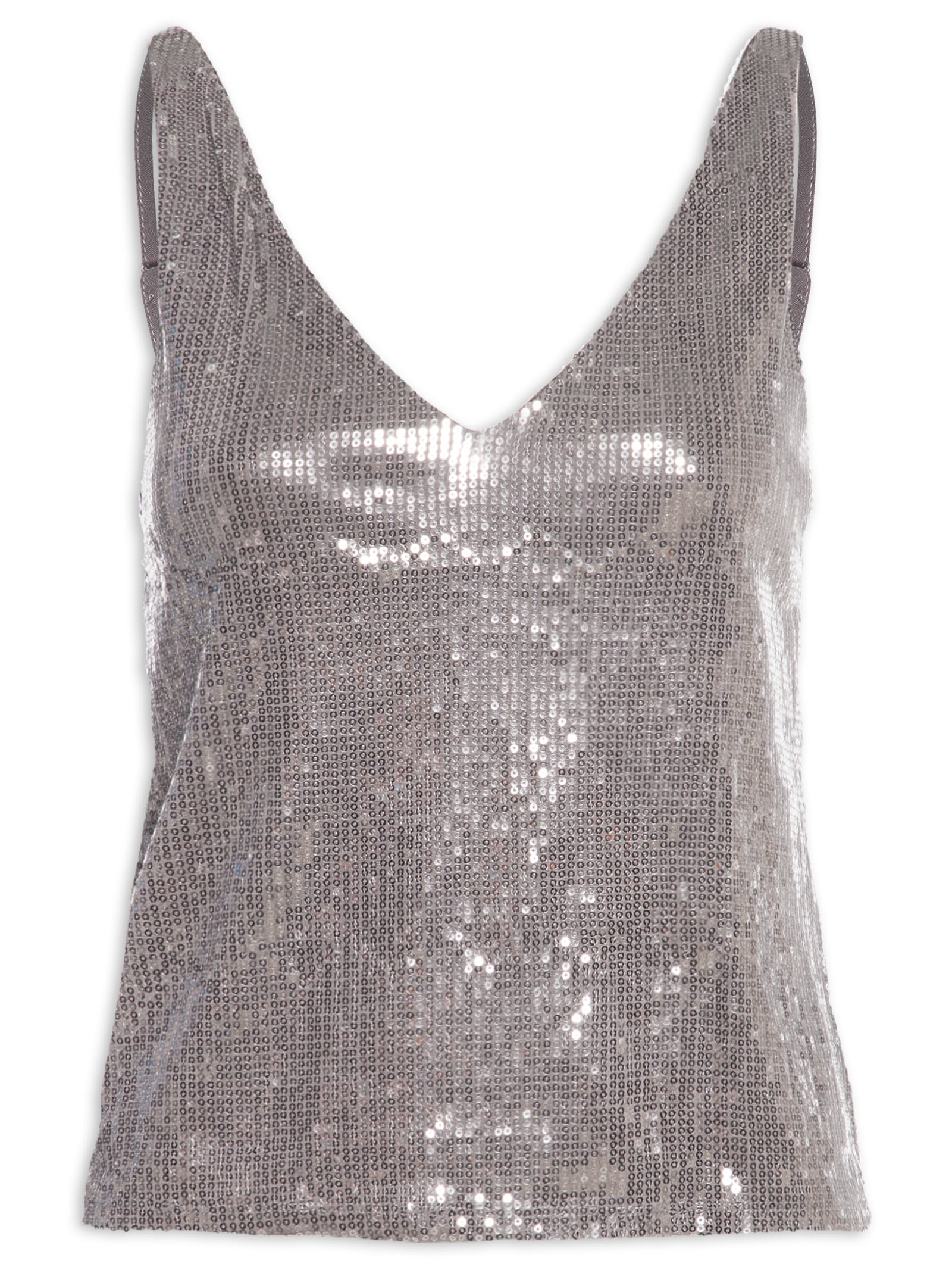 Blusa Feminina Em Paetê Prateado Market 33