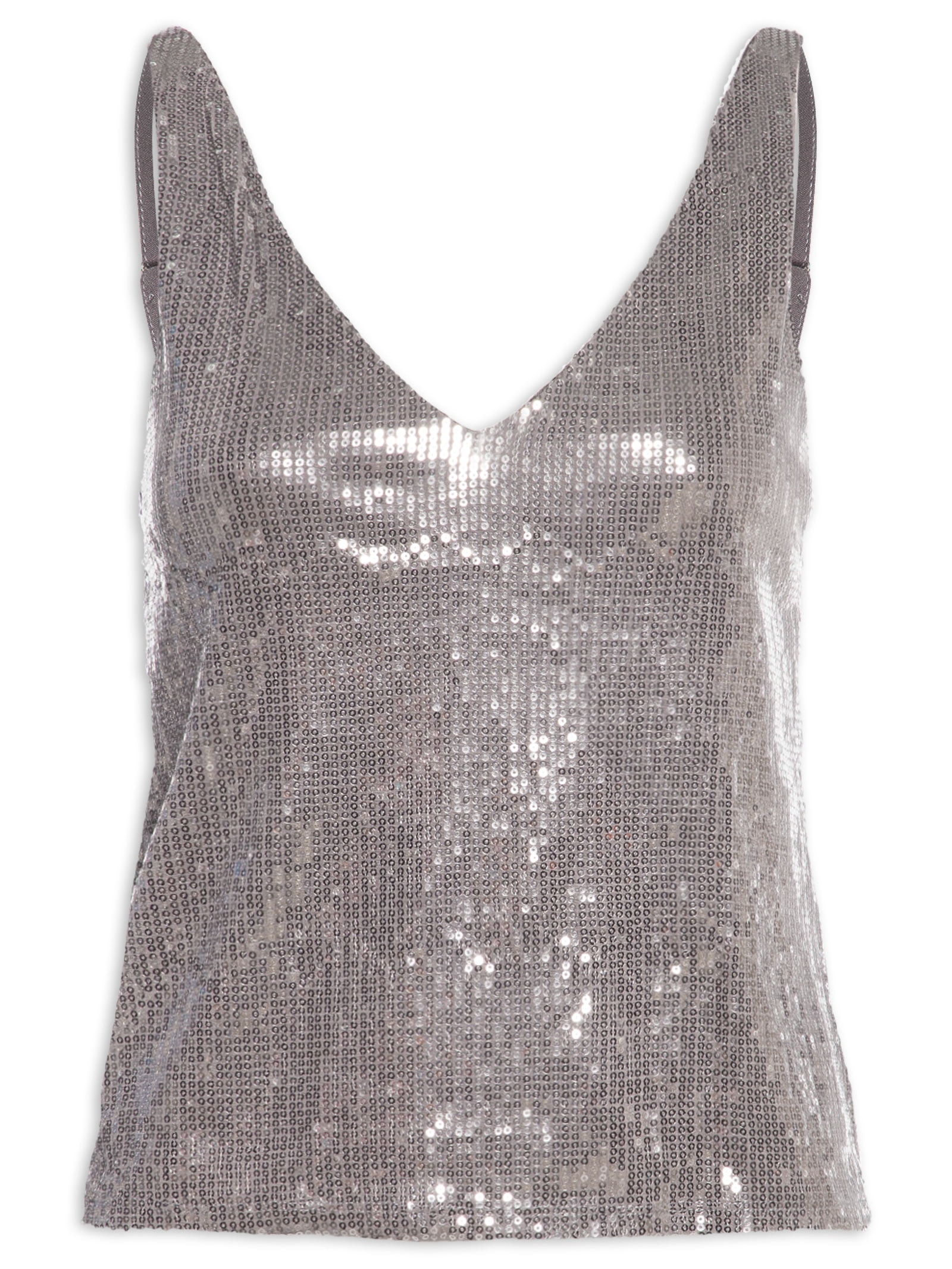Blusa Feminina Em Paetê Prateado Market 33