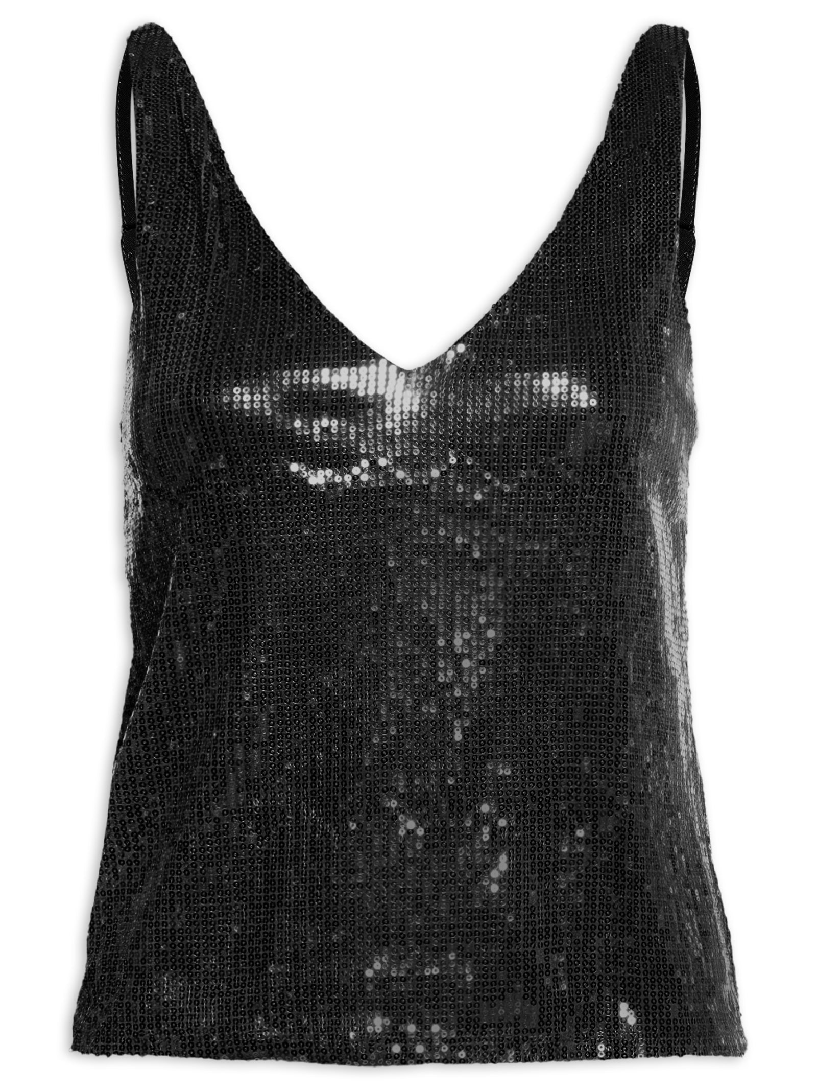 Blusa Feminina Em Paetê Preto Market 33
