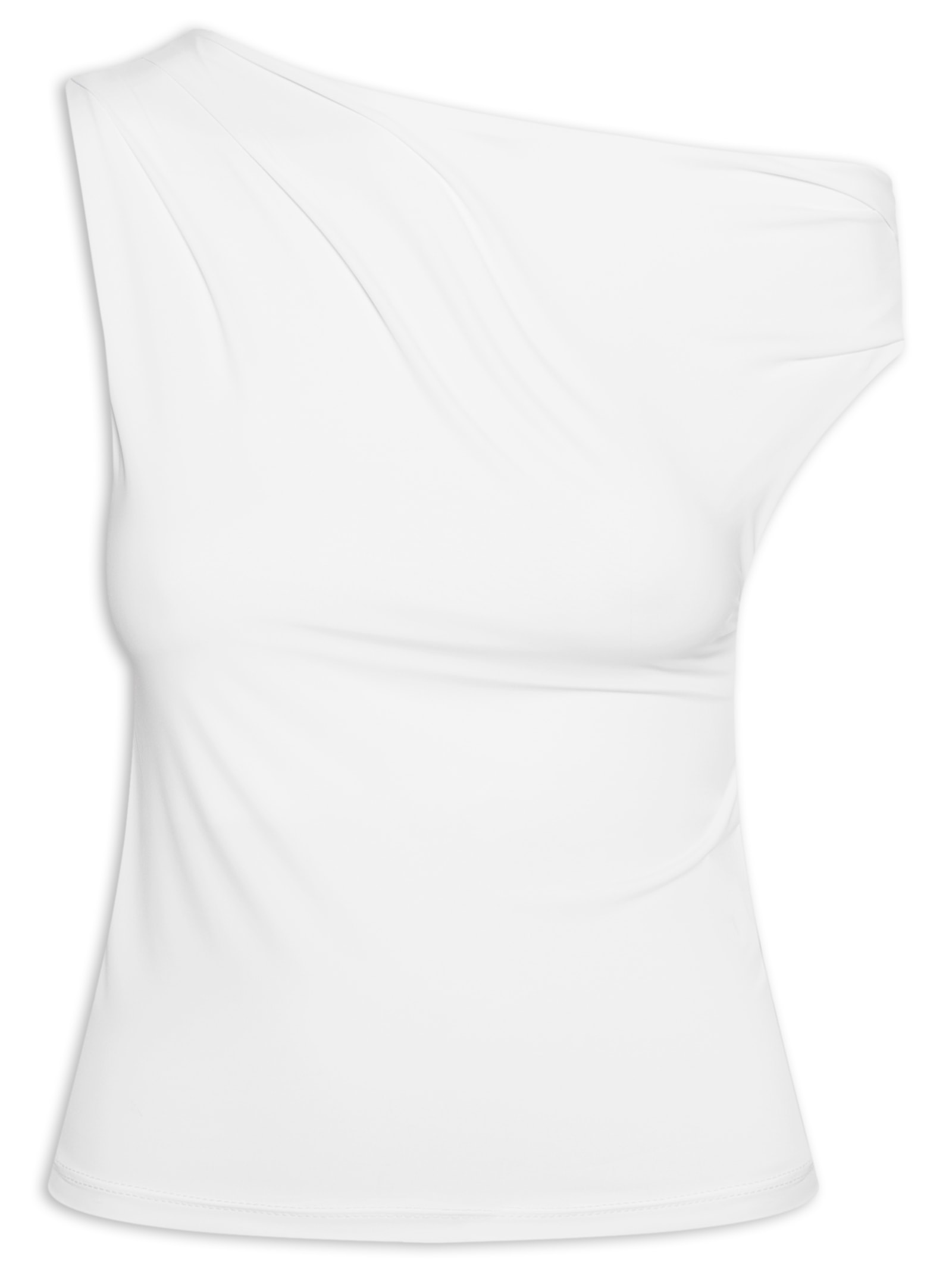 Blusa Feminina Em Poliamida Com Decote Assimétrico Branco Market 33