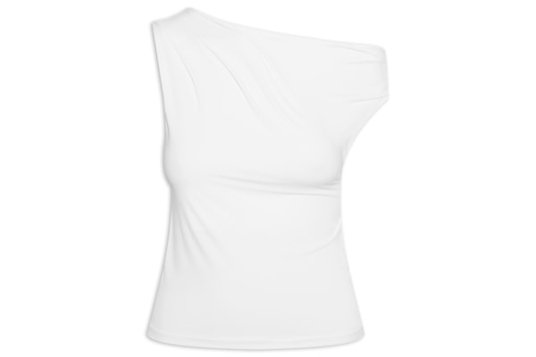 Blusa Feminina Em Poliamida Com Decote Assimétrico - Branco