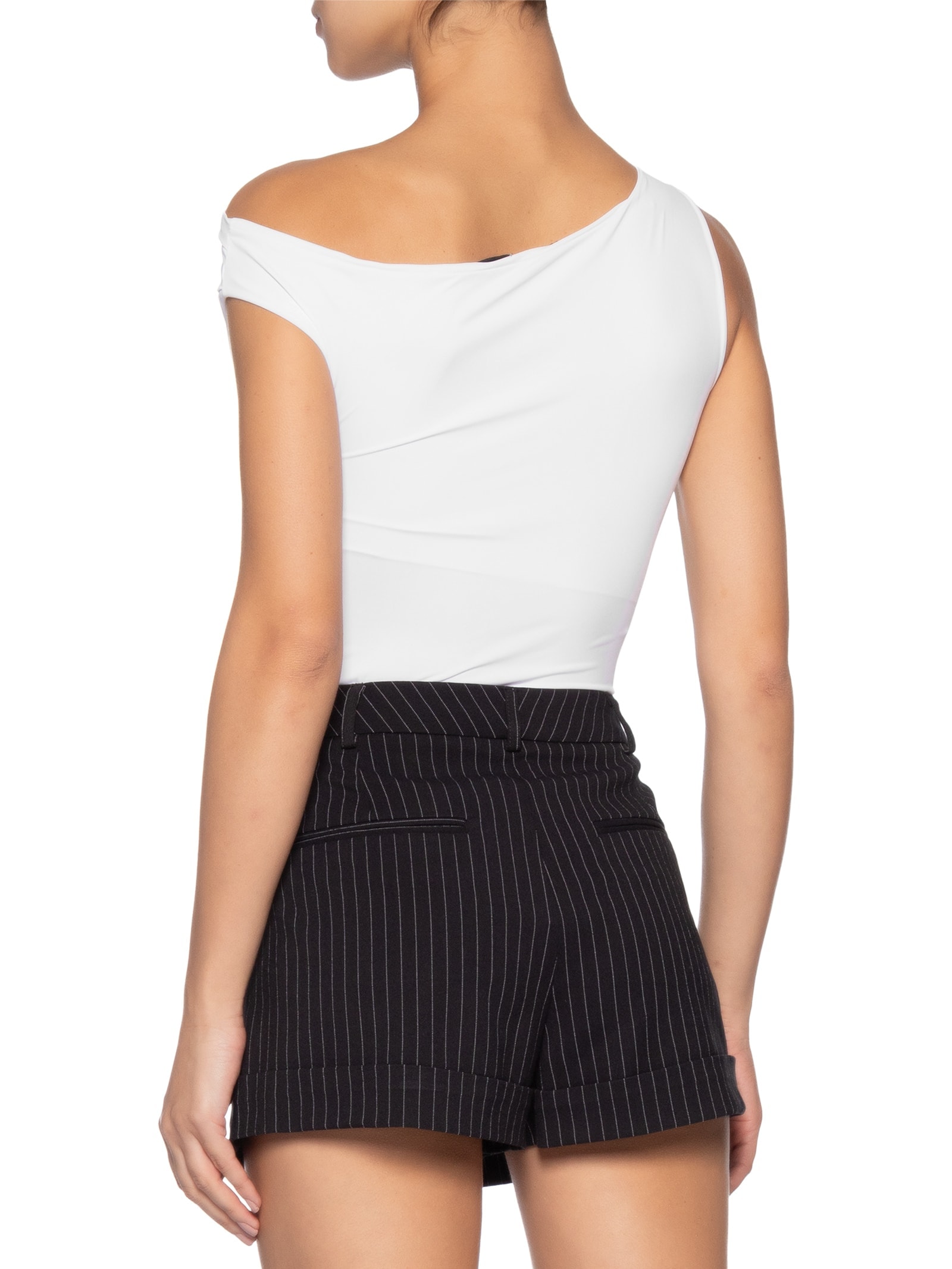Blusa Feminina Em Poliamida Com Decote Assimétrico Branco Market 33