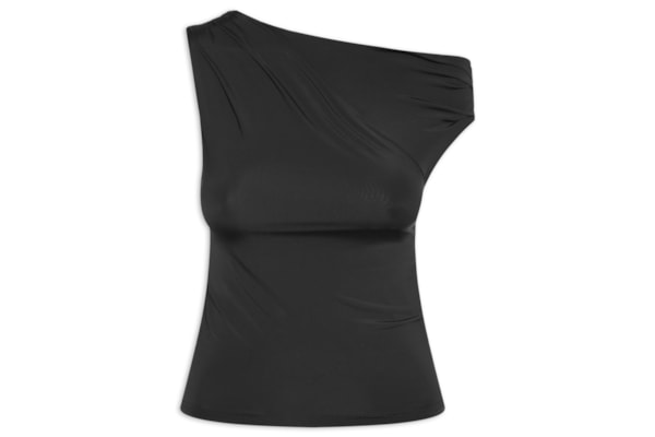 Blusa Feminina Em Poliamida Com Decote Assimétrico - Preto