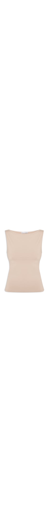 Blusa Feminina Em Poliamida Com Decote Canoa - Bege