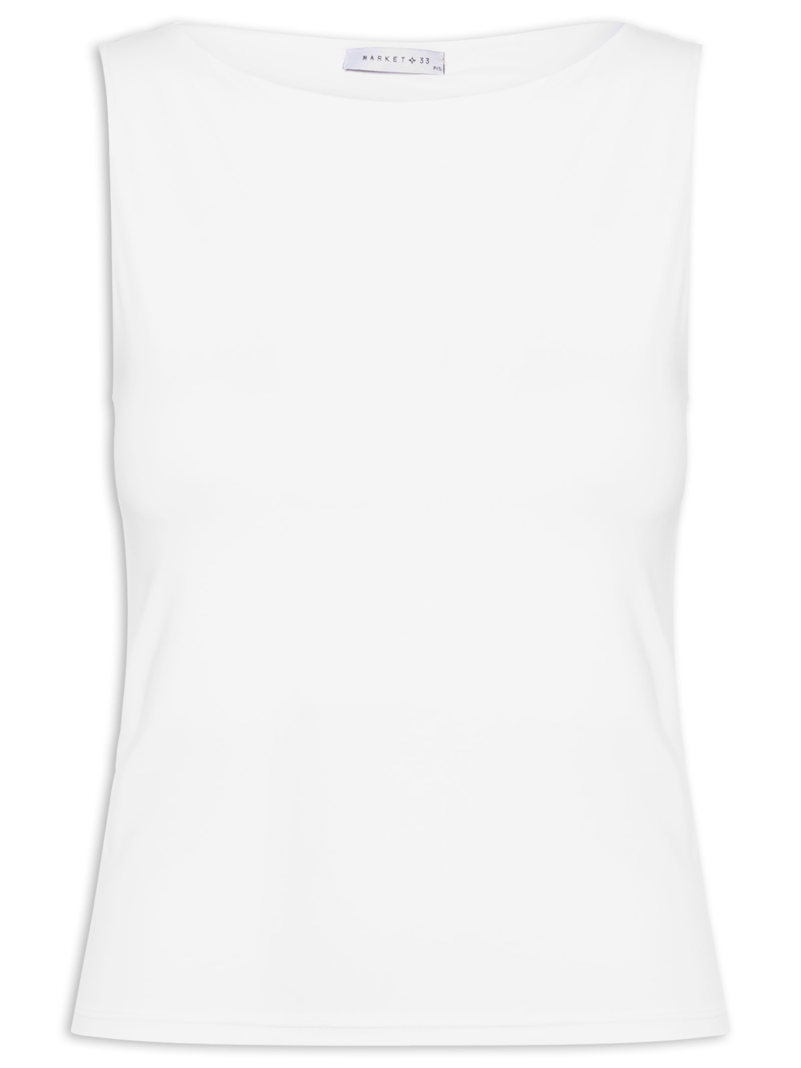 Blusa Feminina Em Poliamida Com Decote Canoa Branco Market 33