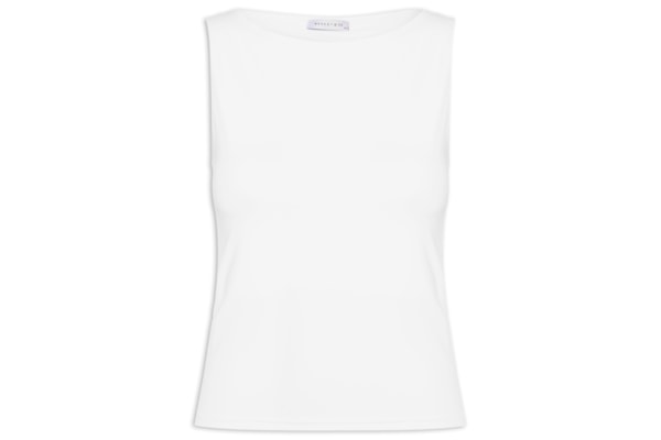 Blusa Feminina Em Poliamida Com Decote Canoa - Branco
