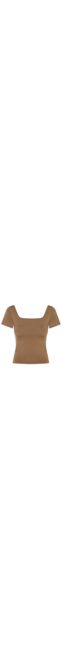 Blusa Feminina em Poliamida Com Manga Curta - Marrom
