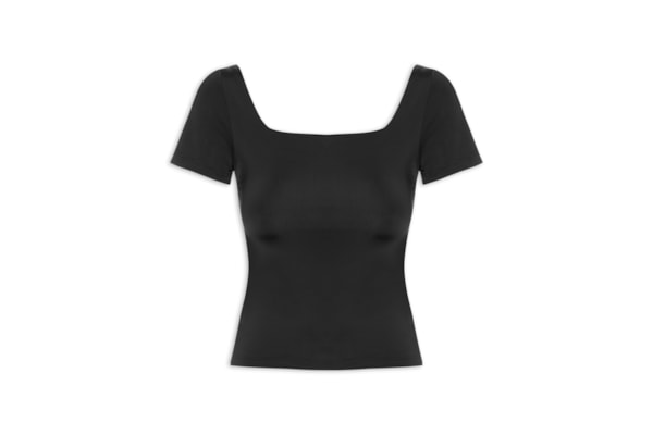 Blusa Feminina Em Poliamida Com Manga Curta - Preto