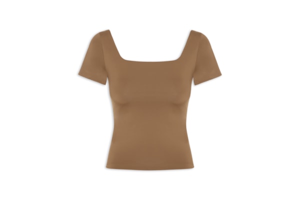 Blusa Feminina em Poliamida Com Manga Curta – Marrom