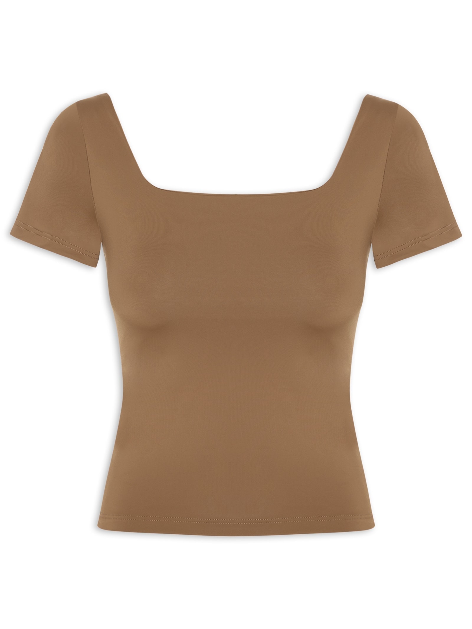 Blusa Feminina em Poliamida Com Manga Curta – Marrom Market 33