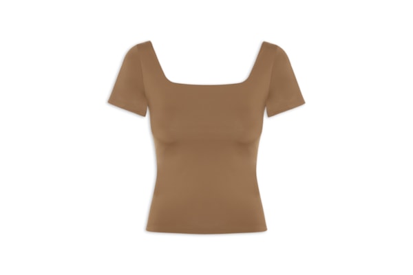 Blusa Feminina em Poliamida Com Manga Curta – Marrom