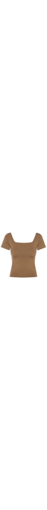 Blusa Feminina em Poliamida Com Manga Curta – Marrom