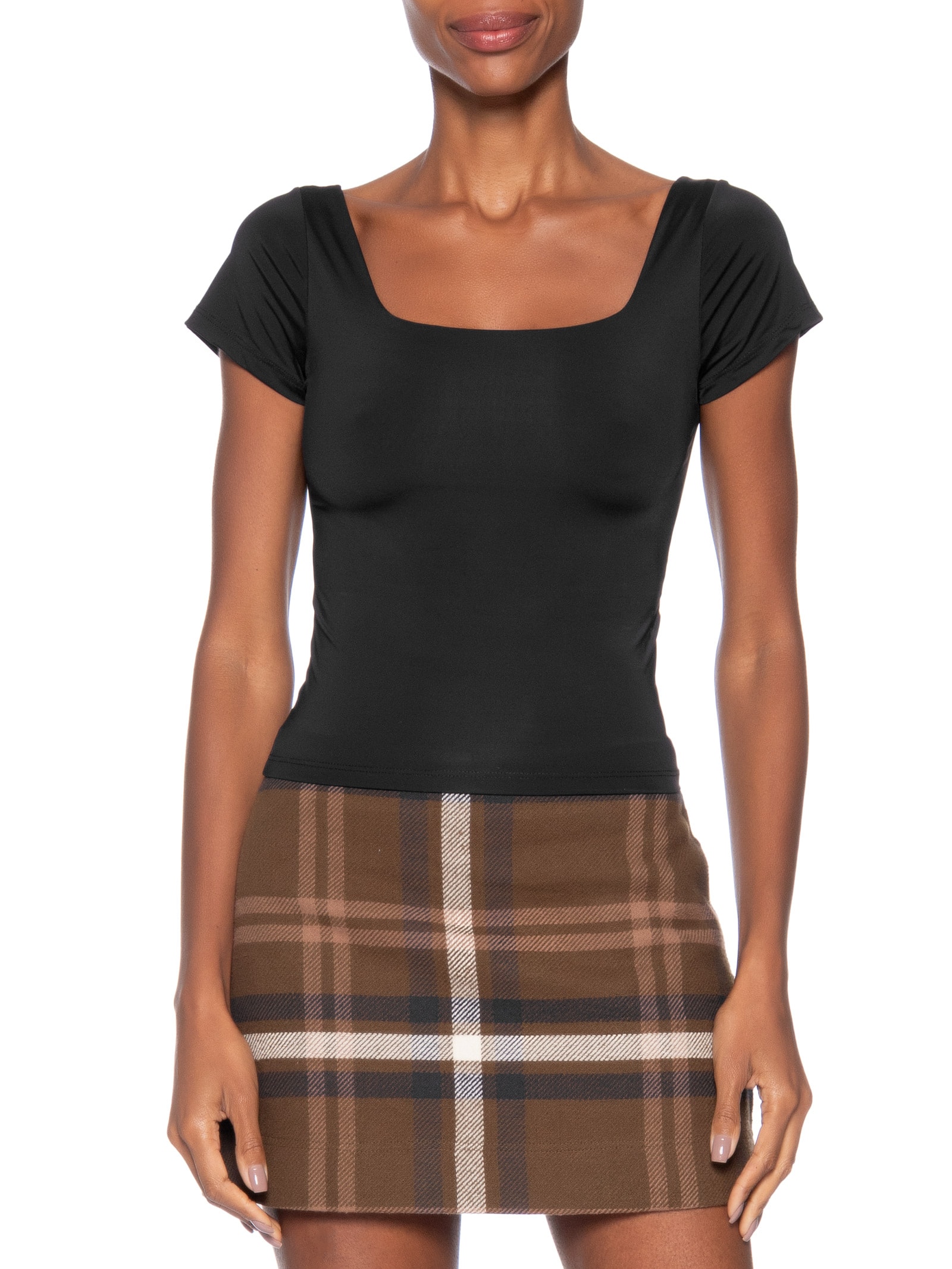 Blusa Feminina Em Poliamida Com Manga Curta – Preto Market 33