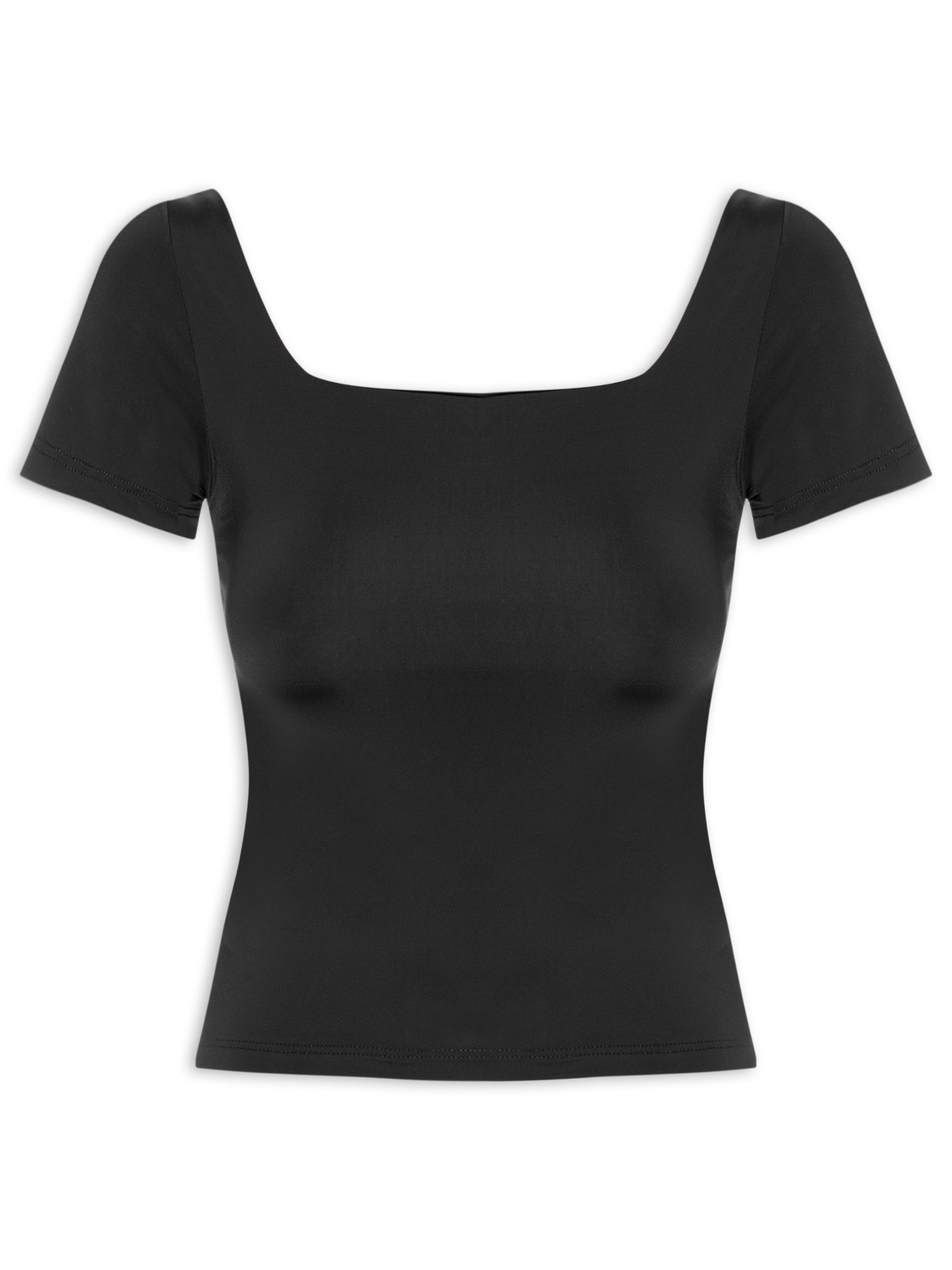 Blusa Feminina Em Poliamida Com Manga Curta – Preto Market 33