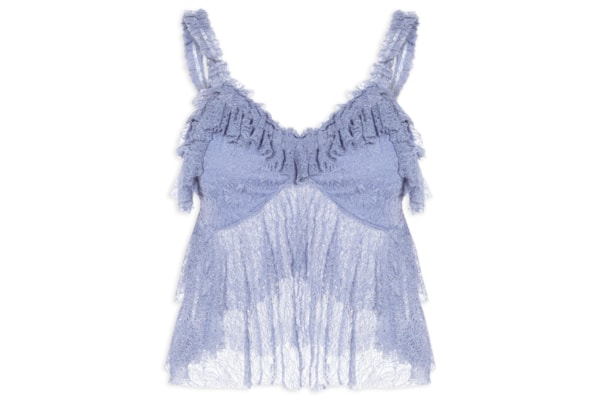 Blusa Feminina Em Renda Com Babados - Azul